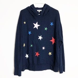 NEW SUNDRY blue hoodie w/ multicolored stars